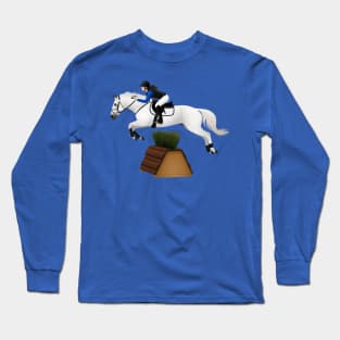 Gray Cross Country Horse - Equine Rampaige Long Sleeve T-Shirt